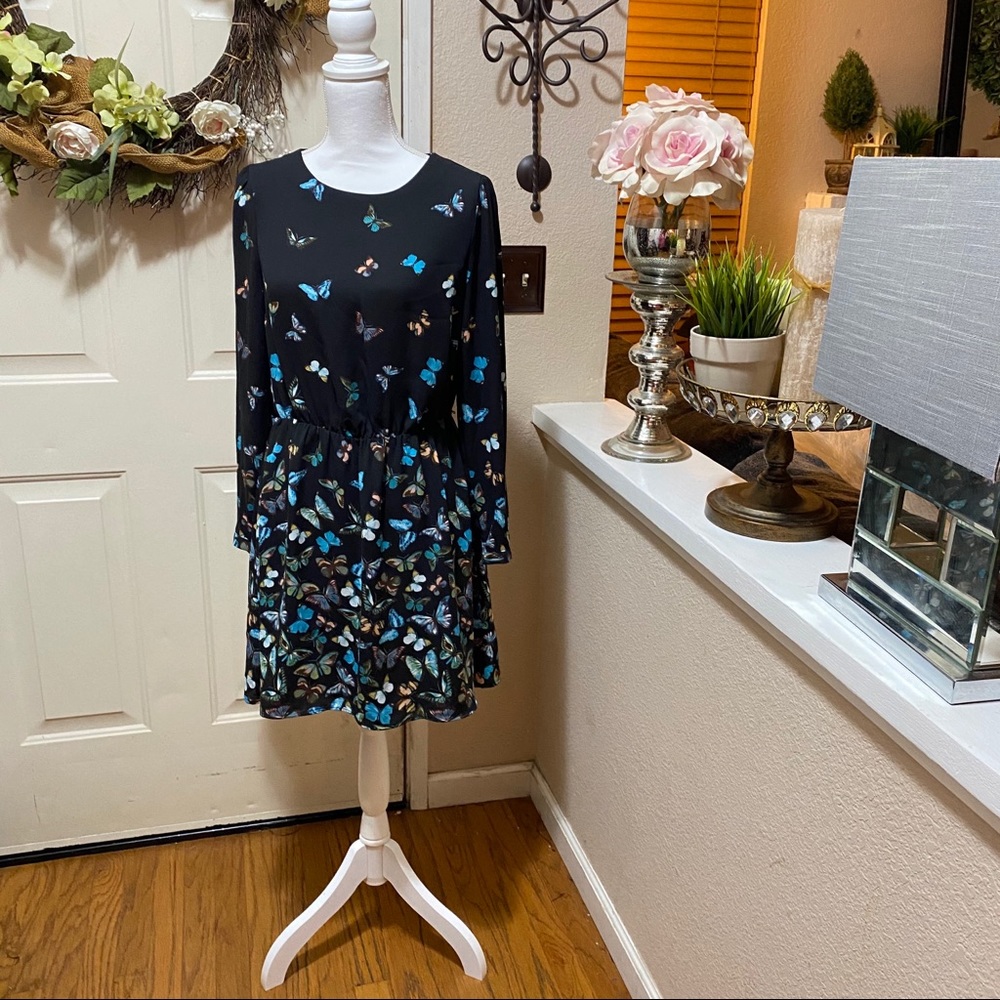 Oasis Bird Design Midi Frock Style Dress